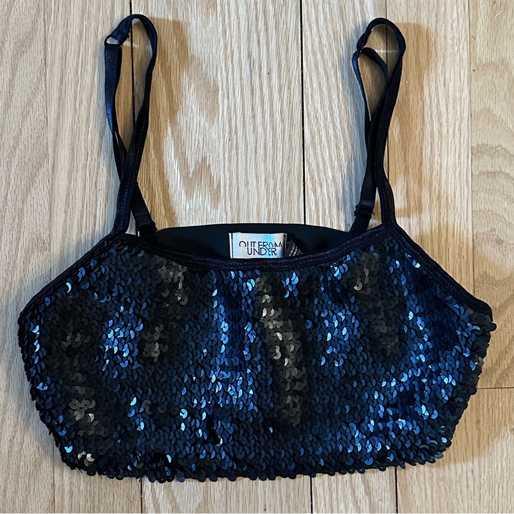 NWT Urban Outfitters Black Sequined Bralette/Cropped Cami, Size S